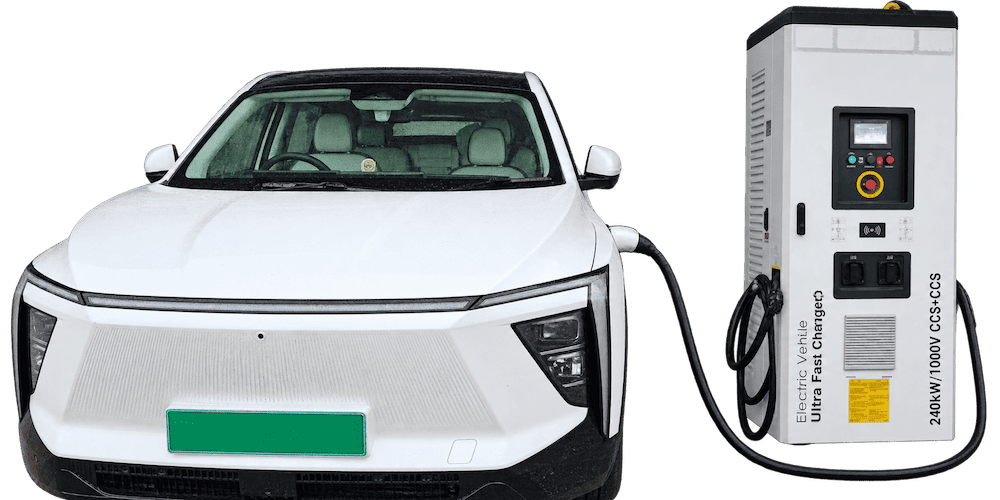 Silver electric sports car